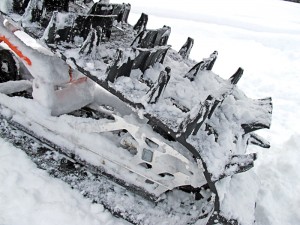 The Power Claw track gets on top of the snow quickly to claw out of trenches.