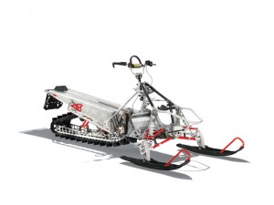 This naked snowmobile shows award-winning technology on the 2013 800 Pro-RMK: QuickDrive drivetrain, carbon fiber over-structure, PowderTrac running boards and bonded A-arms.