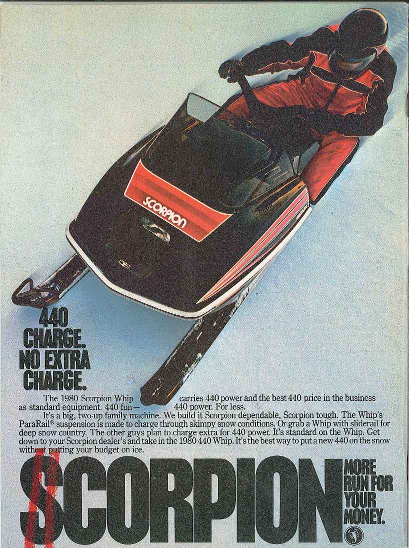 1977 Scorpion Whip 340 440 Snowmobile Printed Factory Operators Owners Manual 
