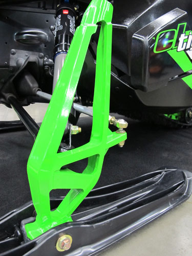 Most 2014 Arctic Cat snowmobiles will have this new, lighter spindle.