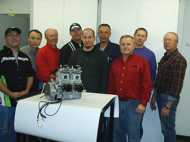 This is the primary team behind the C-TEC2 prject from Arctic Cat. From left, they are Mike Konickson, John Ho, Greg Spaulding, Andy Olson, Jeremy Mammen, Dave Sabo, Donn Eide, Ira Johnson and Kim Chervestad.