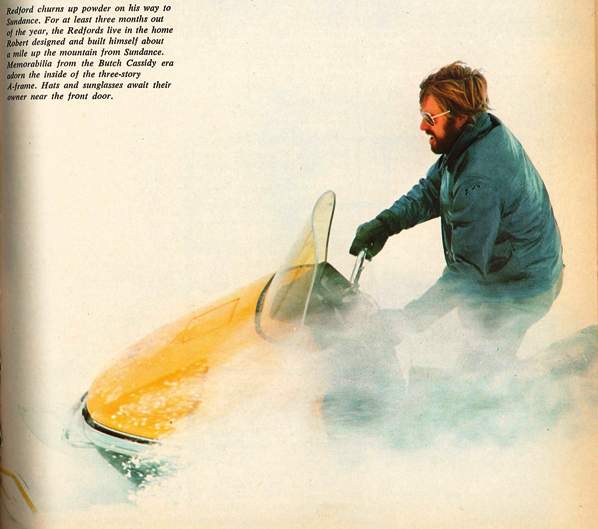 Robert Redford snowmobile powder