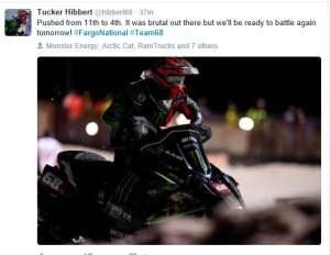 Tucker Hibbert on Twitter Friday after the race. 