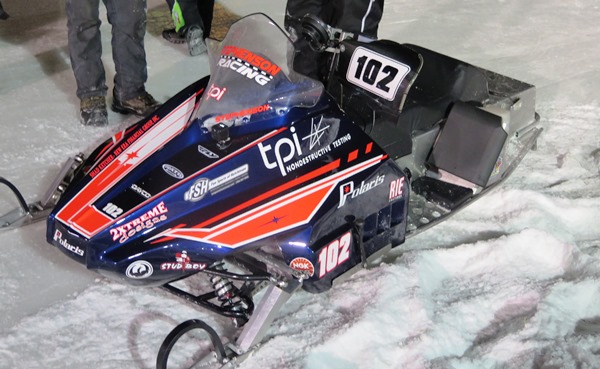 Blaine Stephenson's Larry Rugland Motorsports-powered mod was the night's fastest sled, but a blown belt ended his evening earli. 