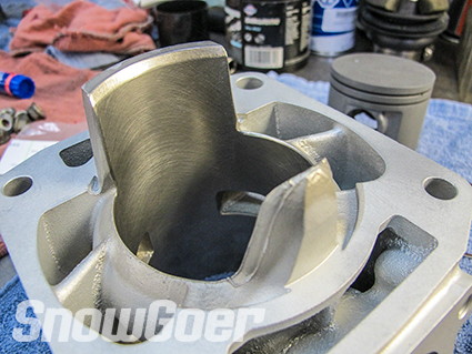 A crosshatch pattern has abrasive "teeth" that help seat the new piston rings and form a good seal. 