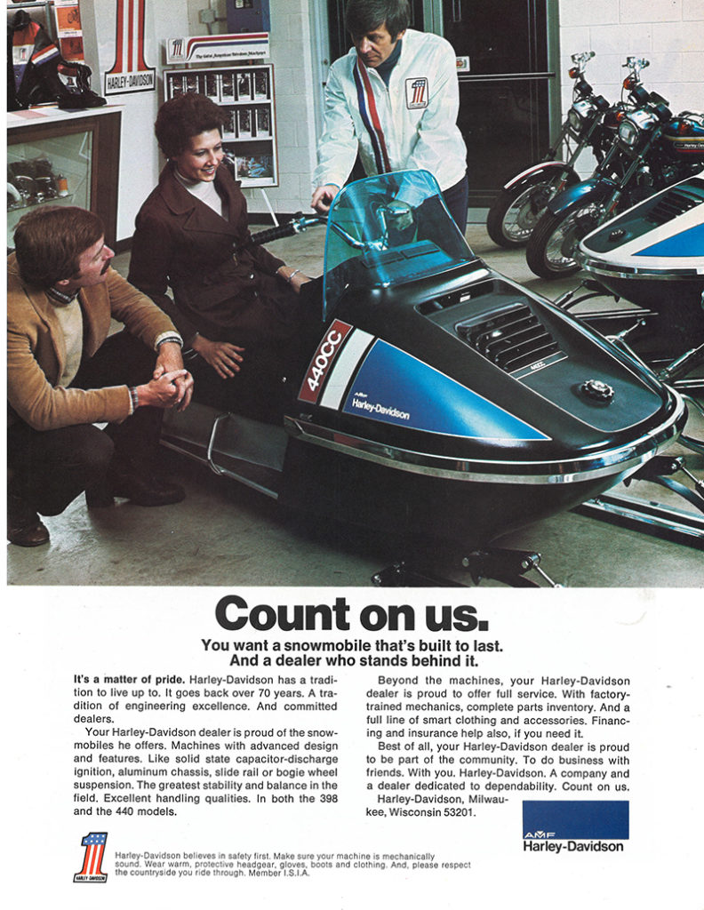 1975 Harley-Davidson snowmobile ad