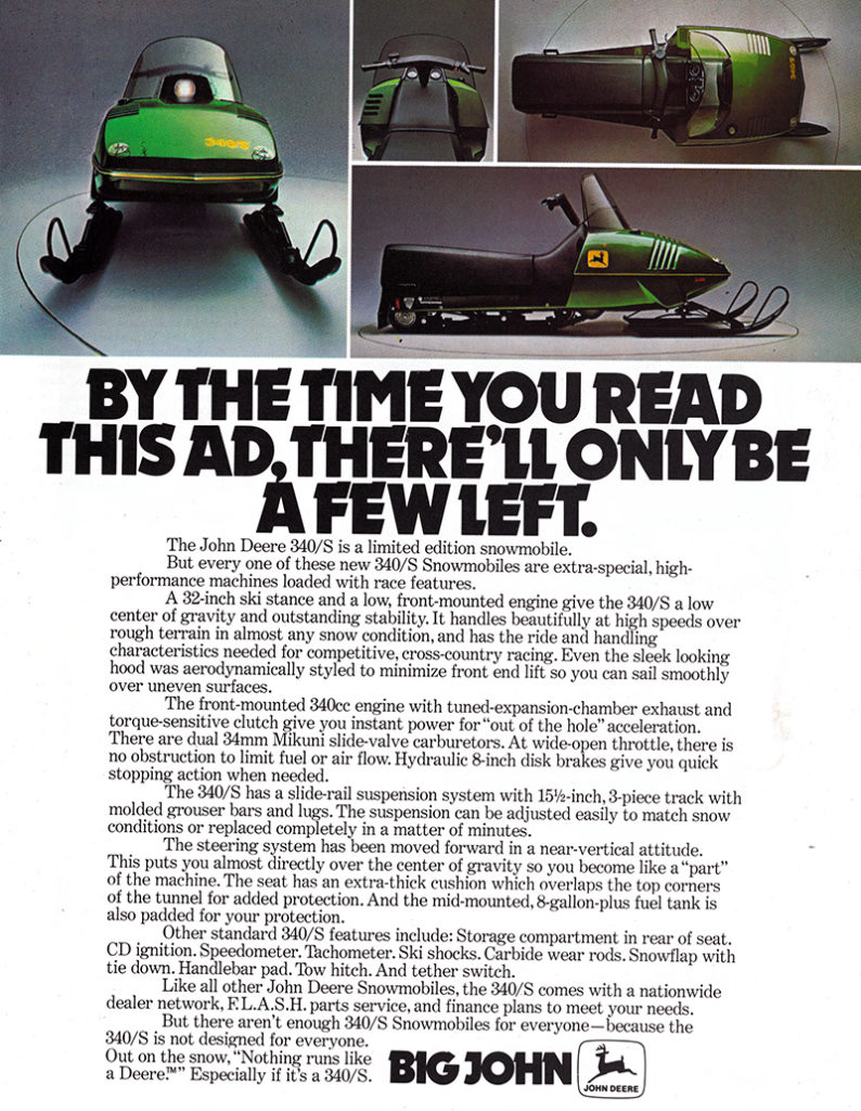 1975 John Deere snowmobile ad