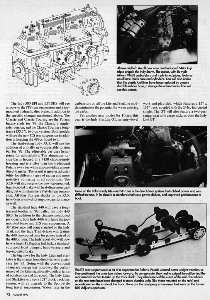 1993 Polaris snowmobile details