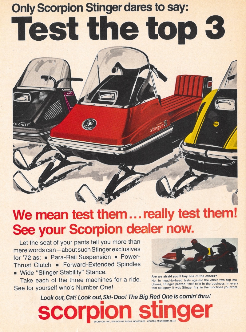 FLASHBACK: 1972 Scorpion Stingers Fueled By Gutsy Ads | SnowGoer