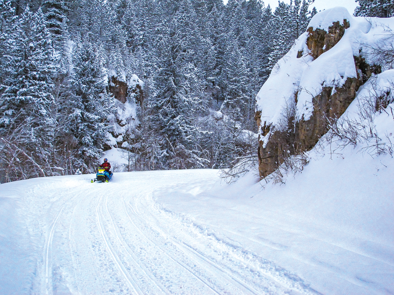 Spearfish Canyon snowmobiling