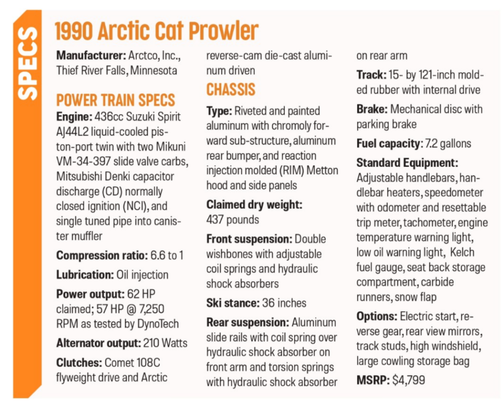 1990 Arctic Cat Prowler specs