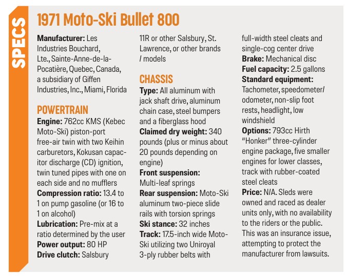 1971 Moto-Ski Bullet 800 specs