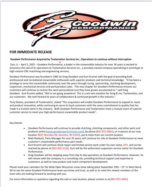 Goodwin Performance announcement