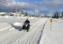 Lake-effect snow conditions in Gaylord Michigan snowmobiling area