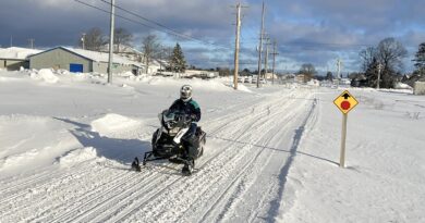 Lake-effect snow conditions in Gaylord Michigan snowmobiling area