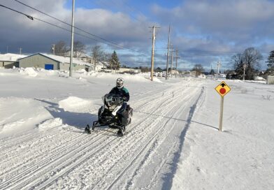 Lake-effect snow conditions in Gaylord Michigan snowmobiling area